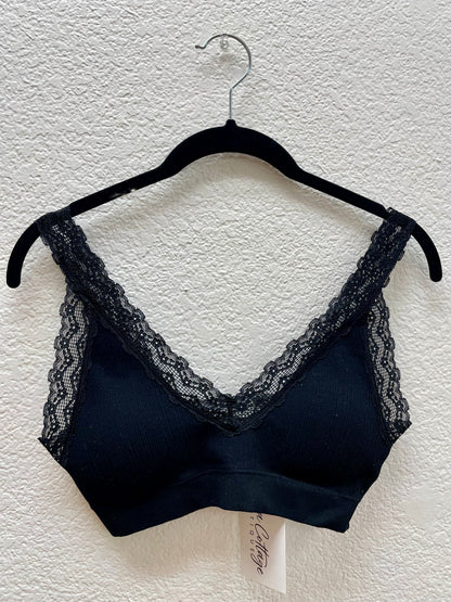 Black Lace Trim Padded Bralette