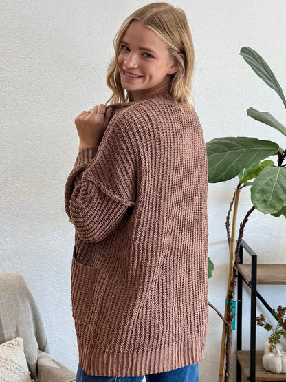 Cocoa Chunky Front Pocket Cardigan