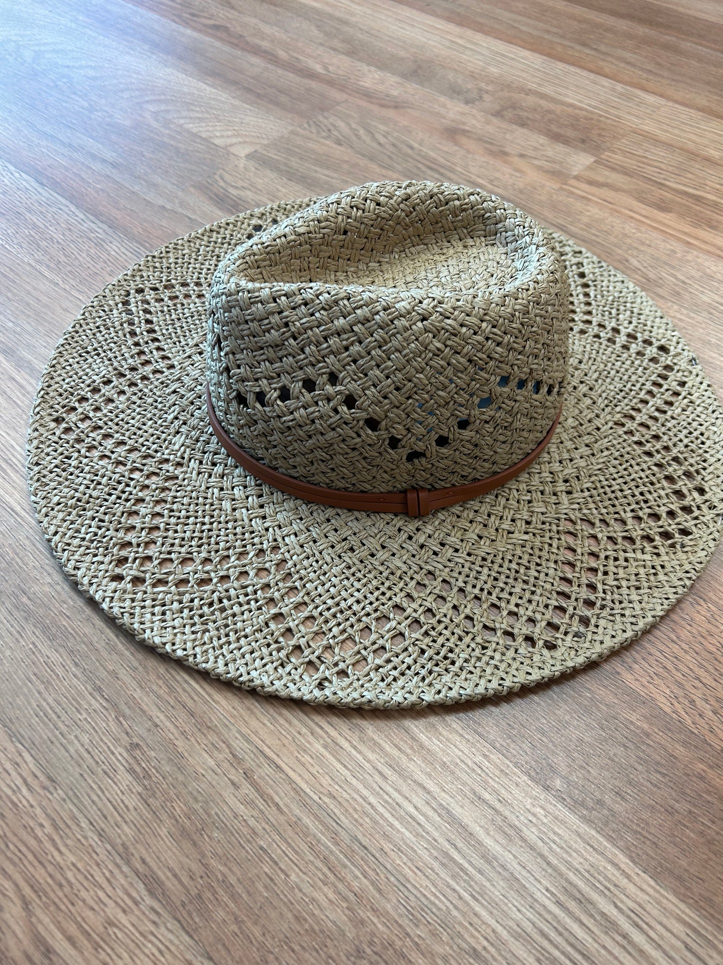 Wide Brim Eyelet Panama Hat