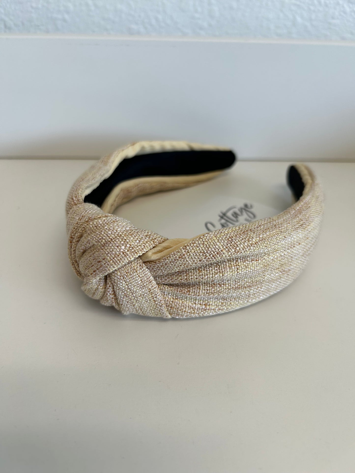 Linen Neutral Topknot Headband