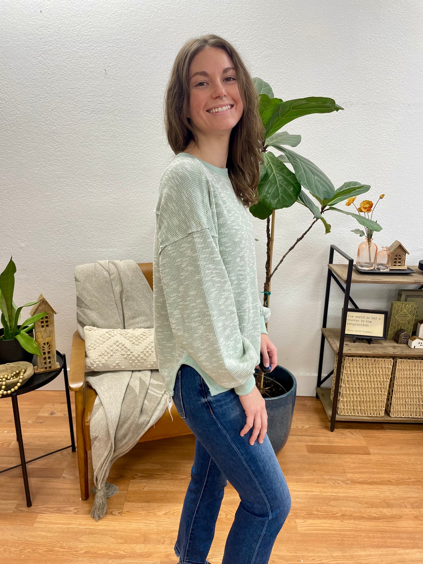 Sage Marled Pullover Top