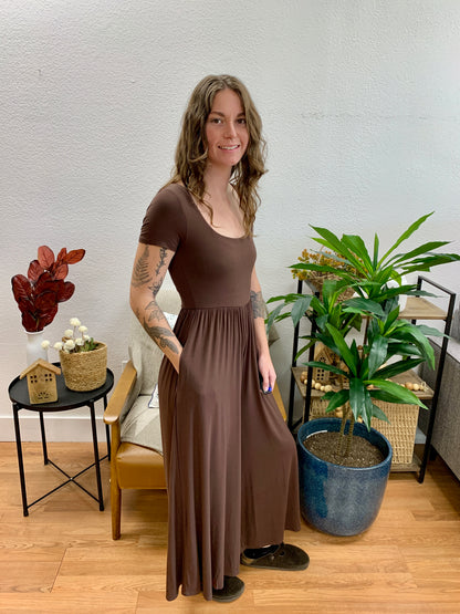 Chocolate Double Layer Short Sleeve Jumpsuit