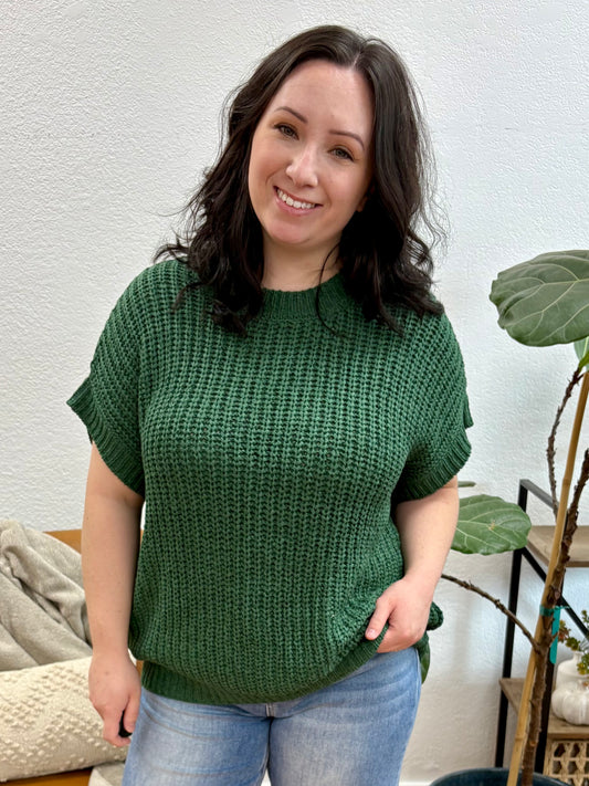 Dark Green Round Neck Sweater