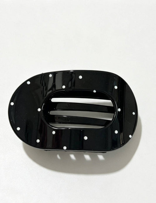 Black Polka Dots Flat Claw Clip
