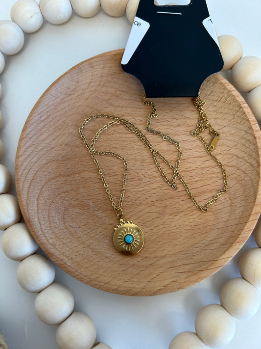 Turquoise Sun Gold Necklace