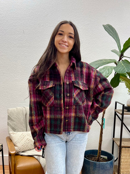 Burgundy Cozy Cropped Shacket