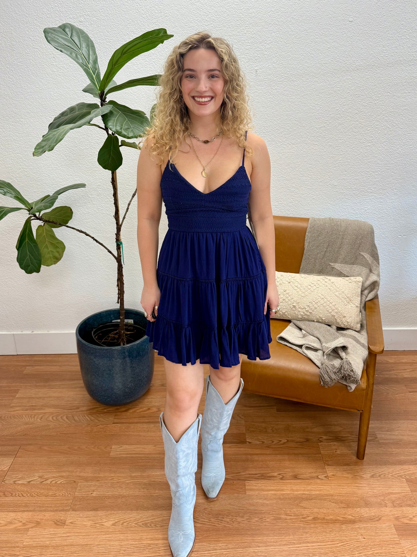 Navy Knit Mini Dress