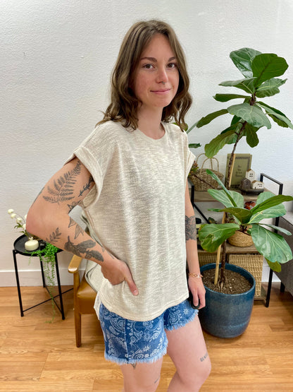 Sand Beige Hacci Slub Tee