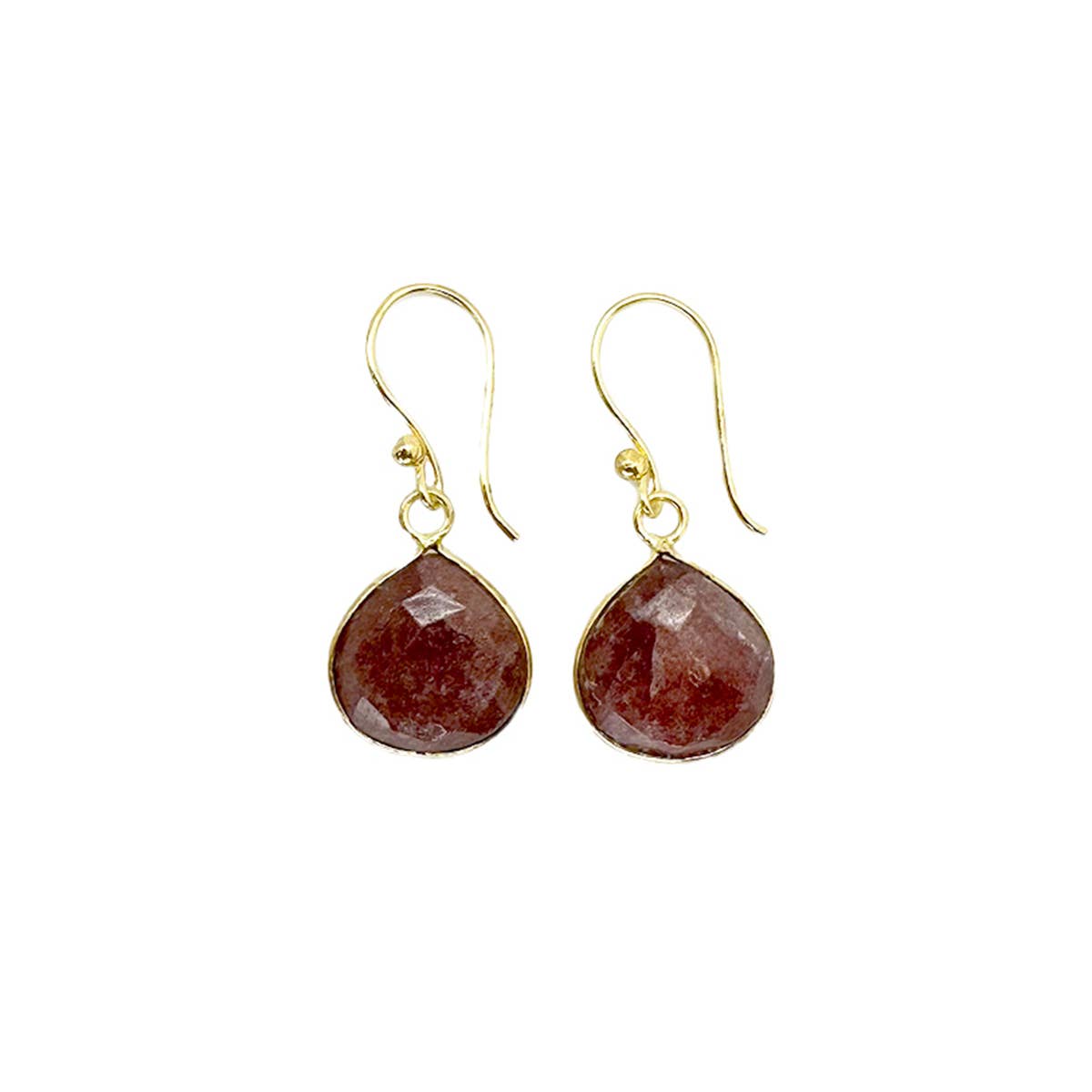 Gold Plated Strawberry Quartz Earrings