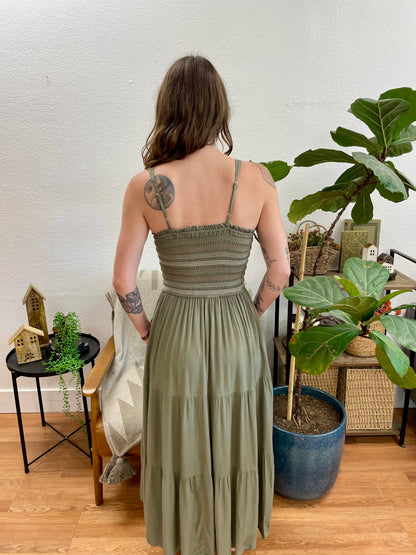 Olive Smock Bodice Sundress