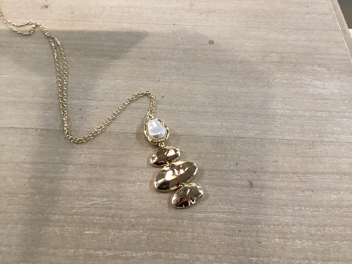 Long Dainty Gold Bead Cluster Necklace