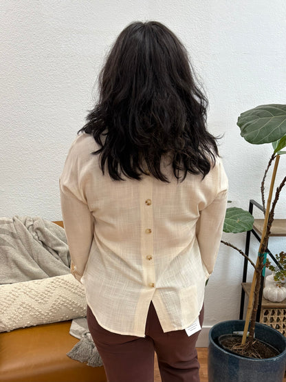 Cream Woven Tab Sleeve Blouse