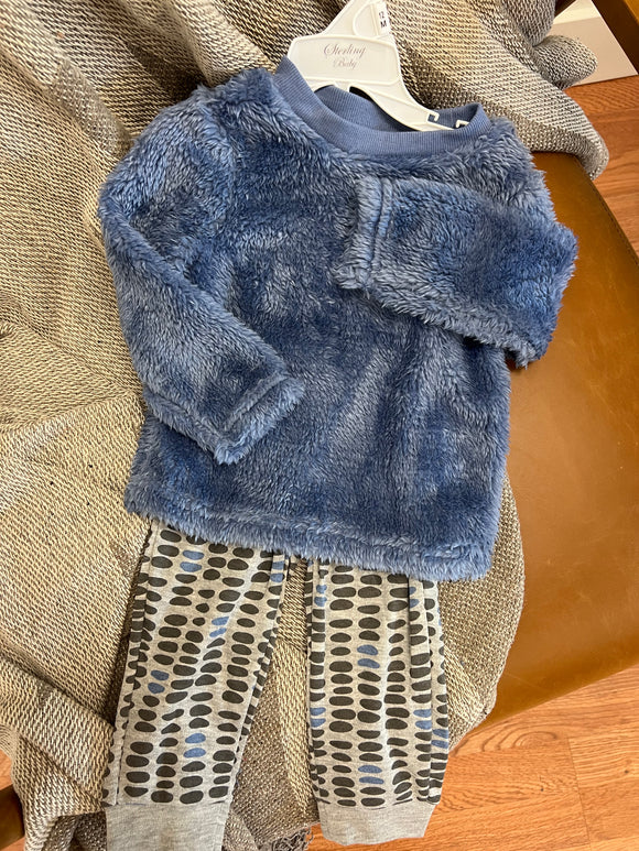 Blue Sherpa Pullover Baby Set