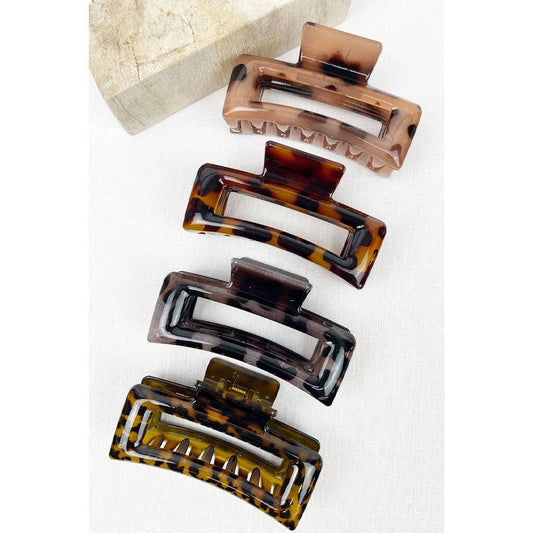 Leopard Cut Out Rectangle Hair Clips