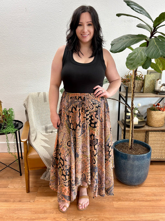 Black Scarf Hem Maxi Skirt - Terra Cottage