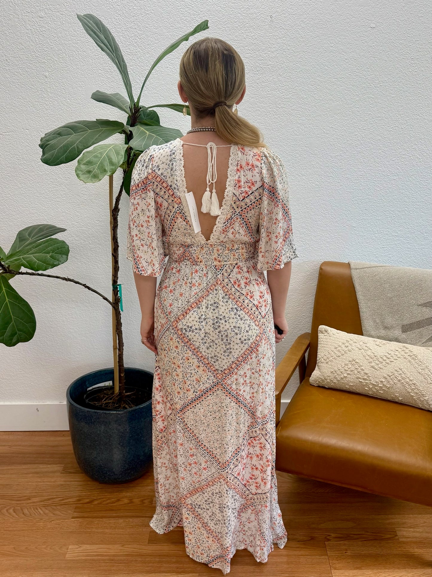 Ivory Boho Print Maxi Dress