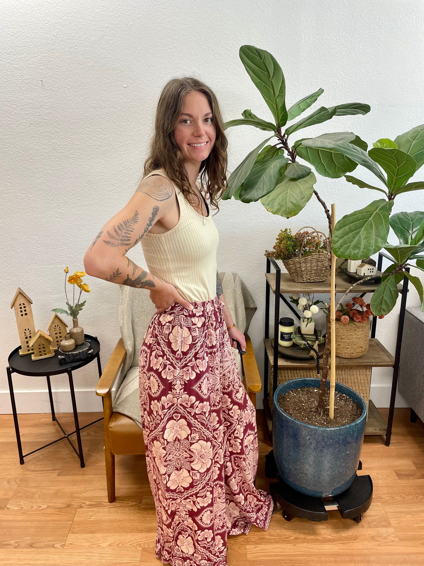Red Bandana Wide Leg Pants