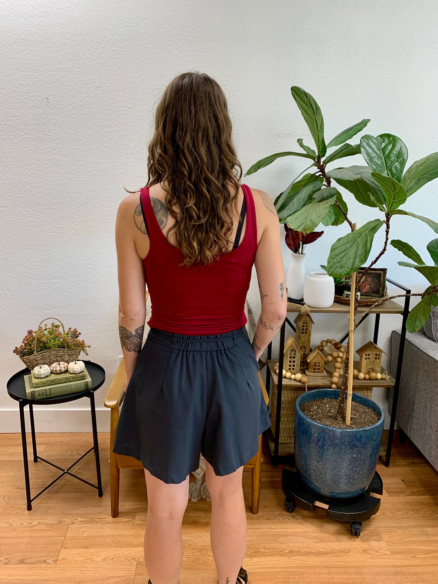 Graphite Pleated Shorts