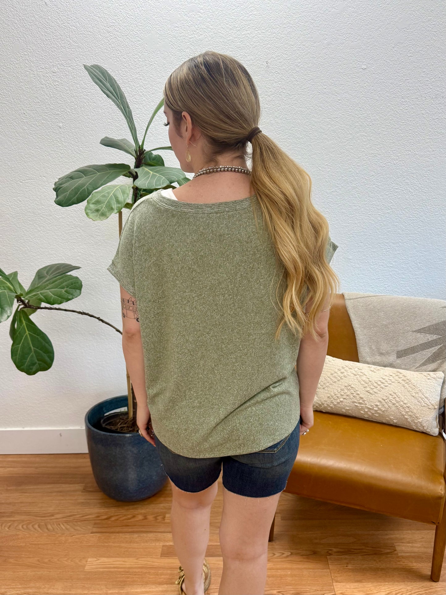 Light Olive Soft Hacci Pocket Tee