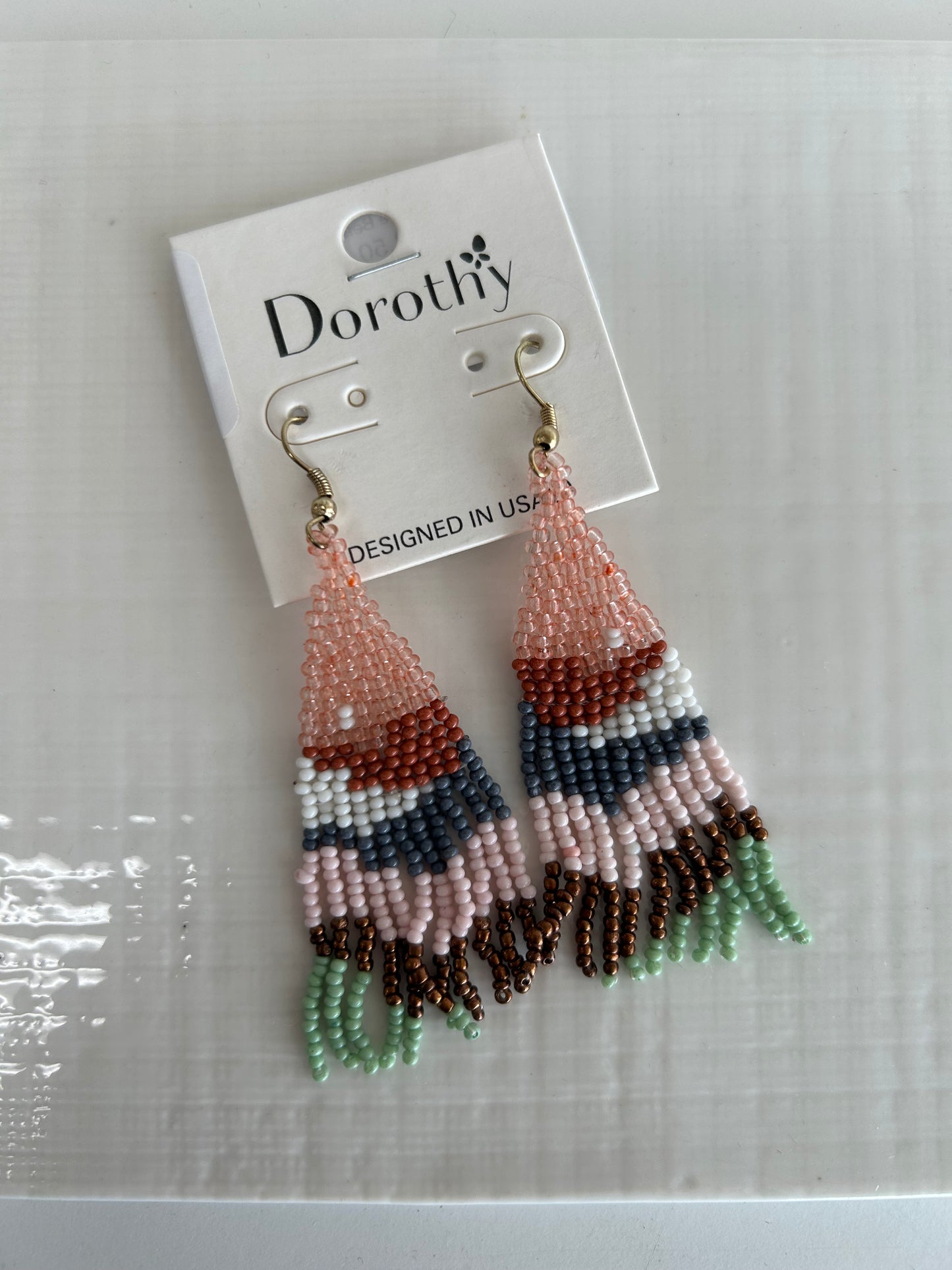 Abstract Triangle Beaded Drop Earrings