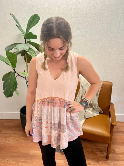 Blush Peplum Sleeveless Top