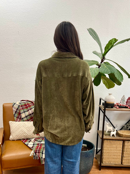 Oversized Olive Corduroy Shacket