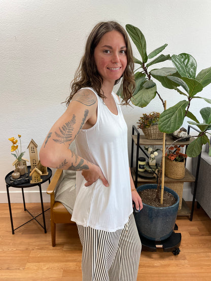 White Sleeveless Scoop Neck Top