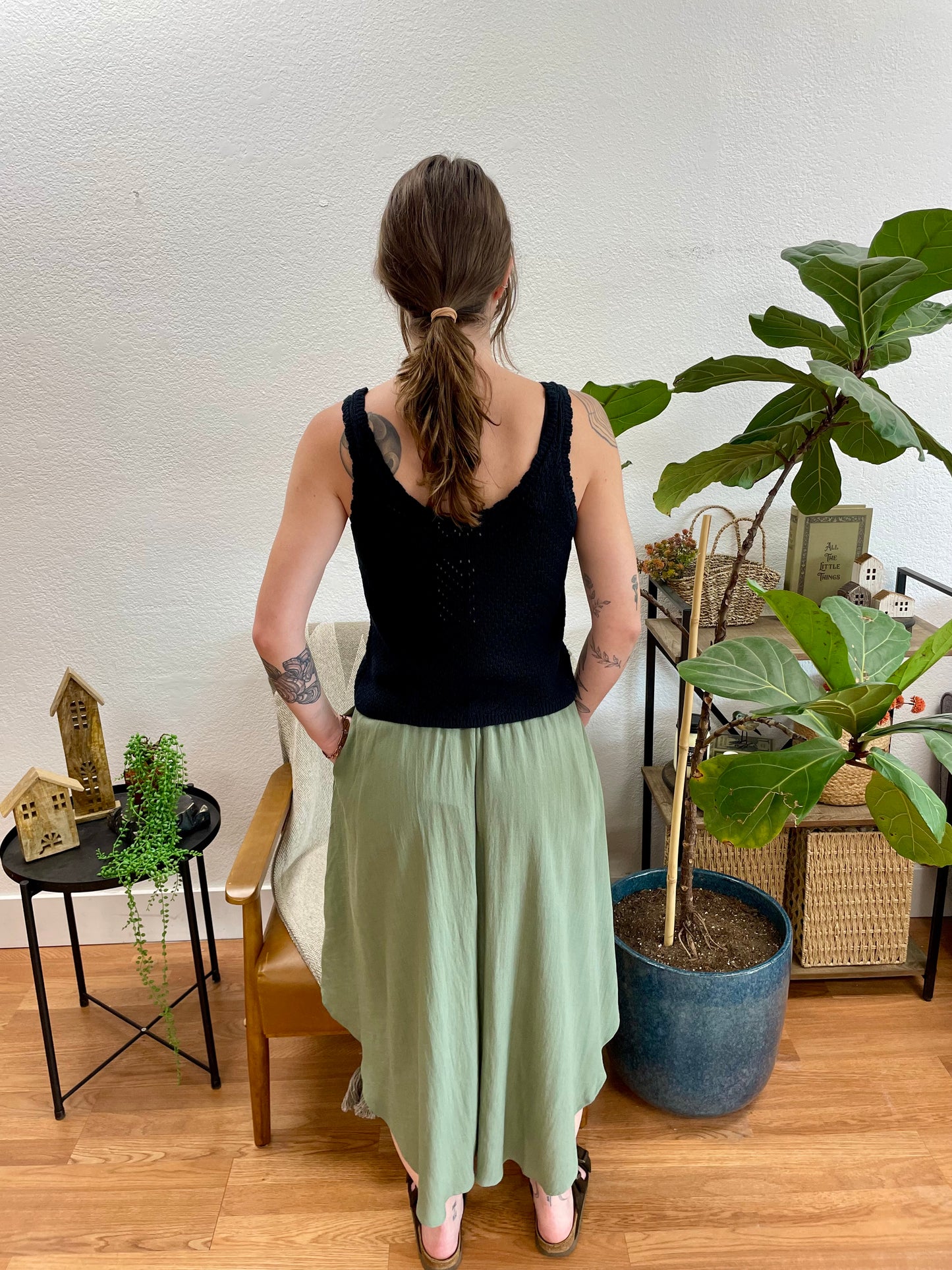 Olive Smocked Midi Skirt - Terra Cottage