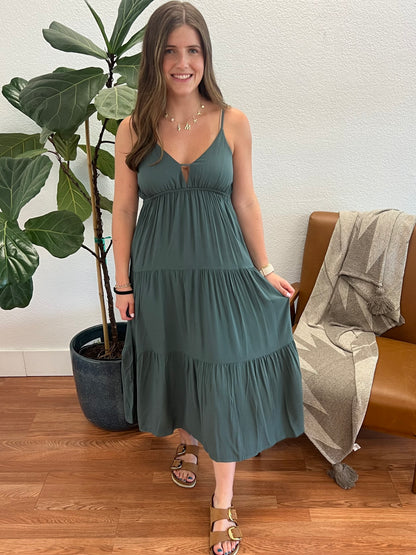 Ash Jade Sweetheart Neckline Tiered Midi Dress
