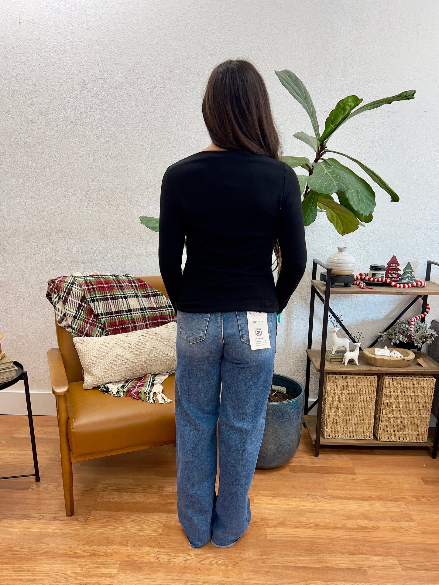 RISEN High Rise Wide Leg Jeans