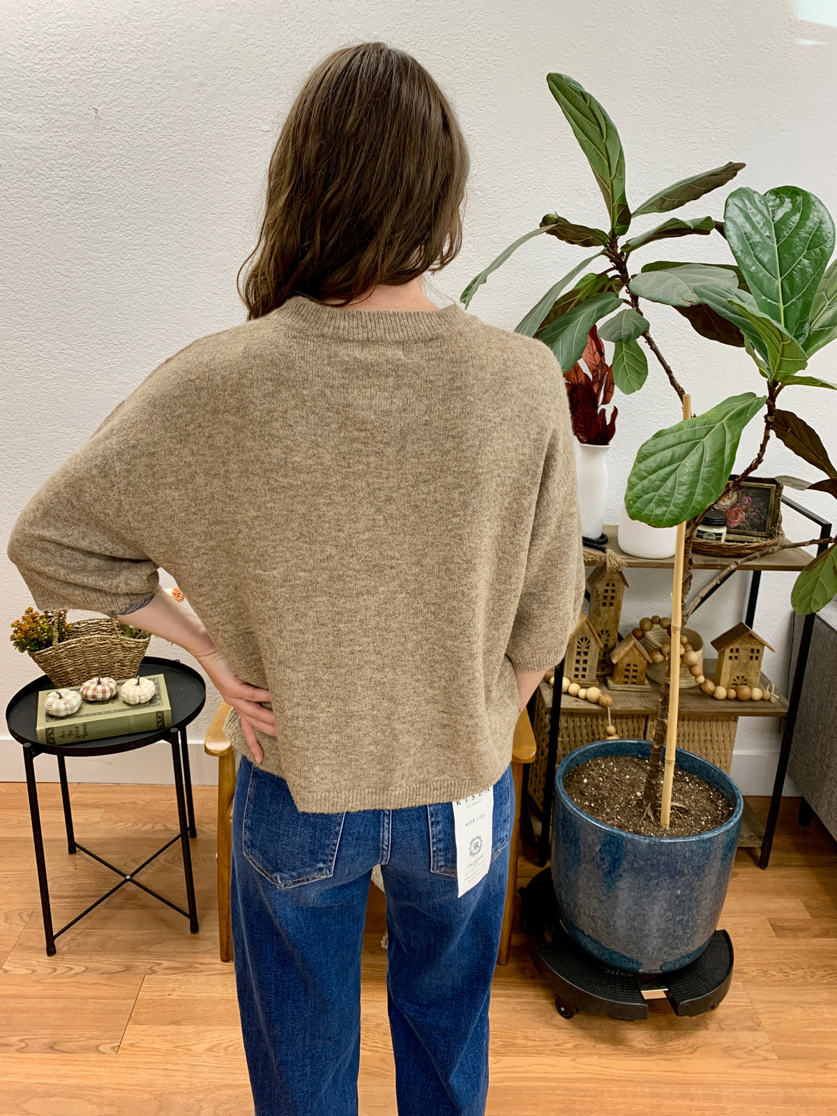 Tan Heathered Boxy Pullover