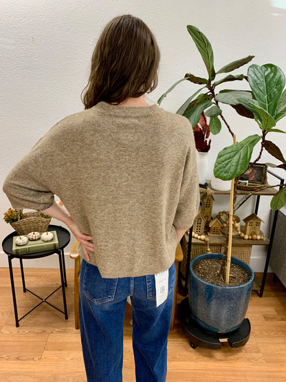 Tan Heathered Boxy Pullover