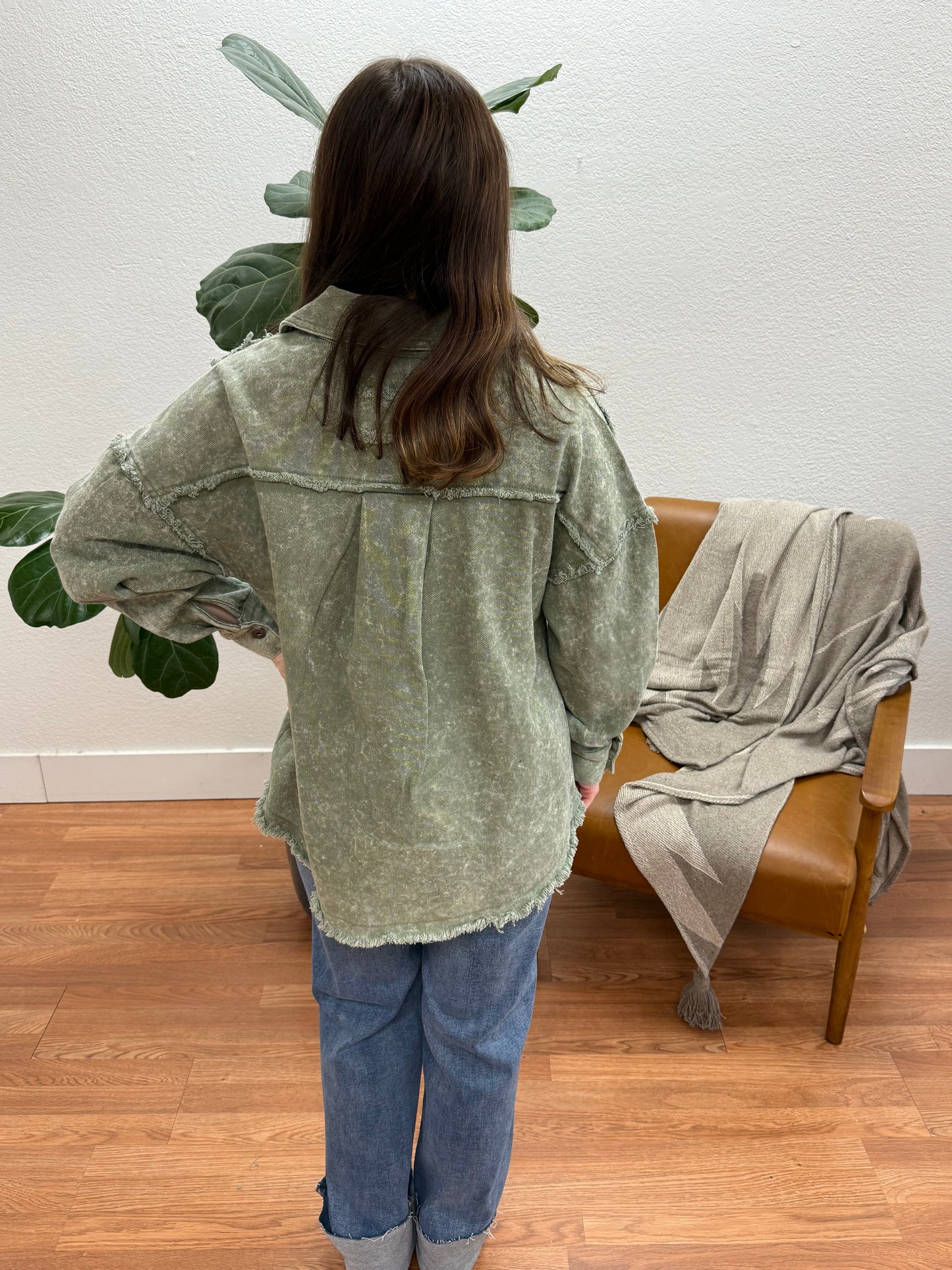 Sage Washed Denim Shacket