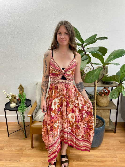 Brick Bold Floral Dress