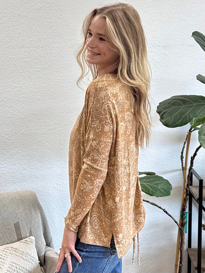 Mustard Paisley Knit Top