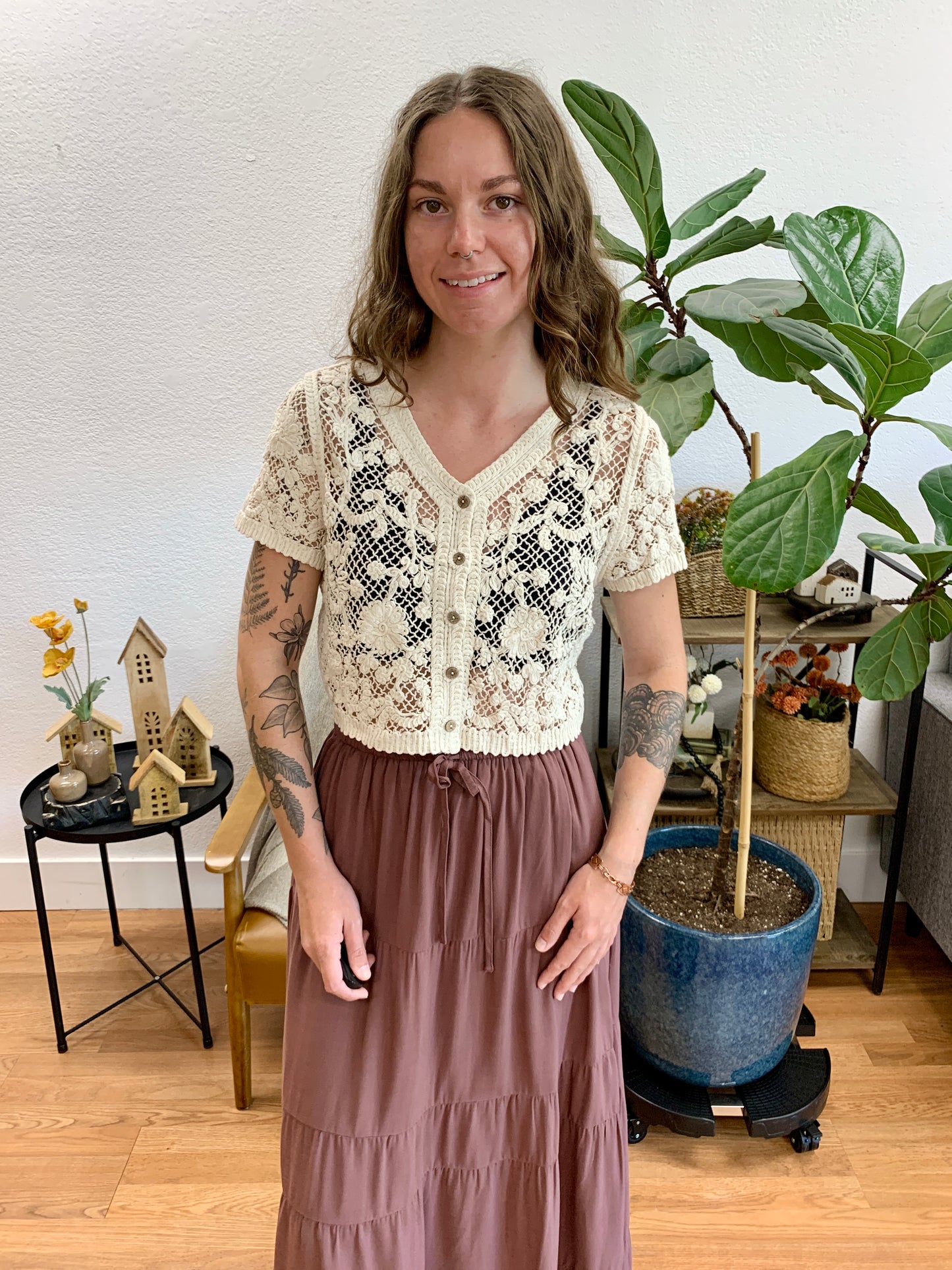 Floral Lace Cardigan Top