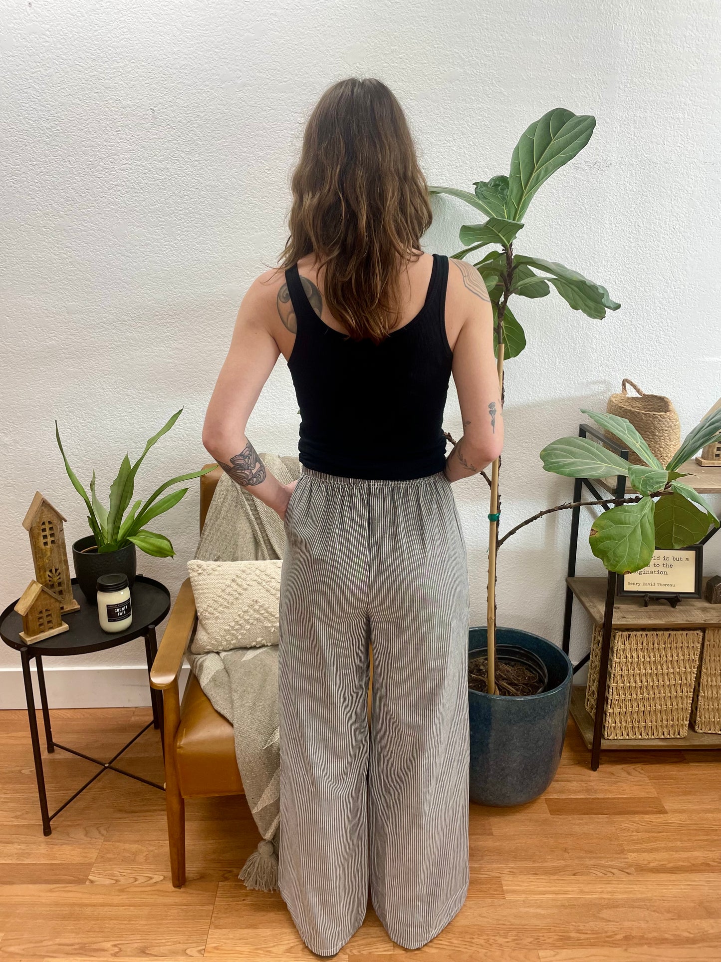 Lightweight Pull On Striped Pants