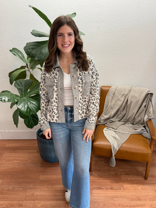 Blue/Grey Leopard Mix Jacket