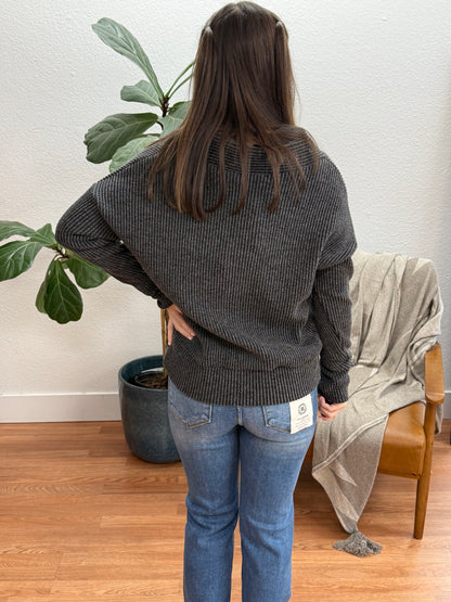 Charcoal Rib Relaxed Sweater