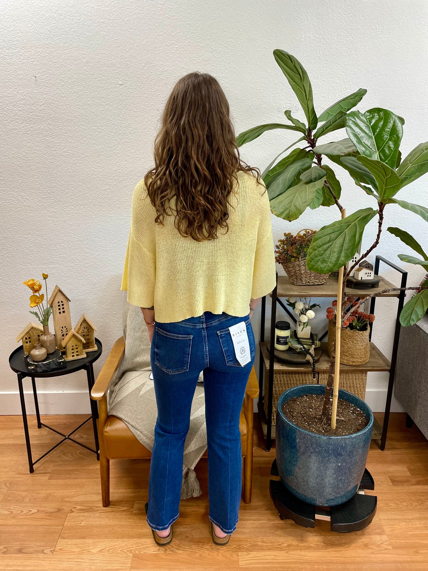Risen Dark Wash Crop Straight Jeans