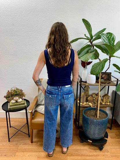 RISEN Slouchy Crop Pocket Detail Jeans