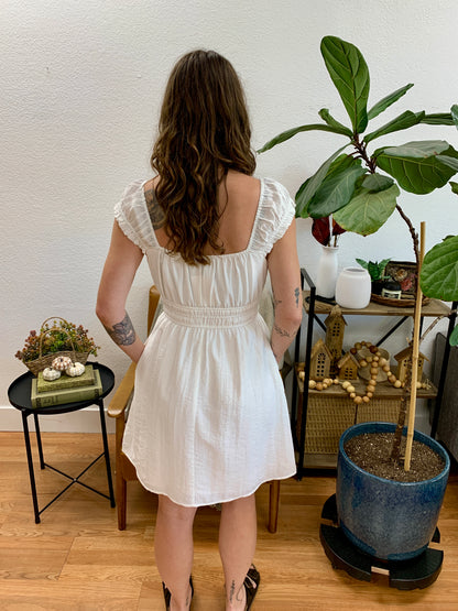 White Smocked Mini Dress
