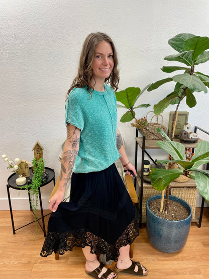 Black Lace Hem Skirt