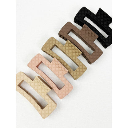Neutral Color Embossed Cut Out Rectangle Hair Claw