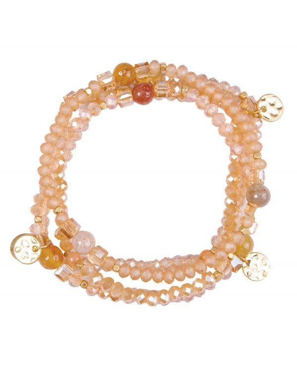 Multi Strand Bracelet Orange Tone