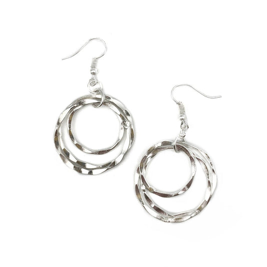 Silver Plated Layered Circle Earrings