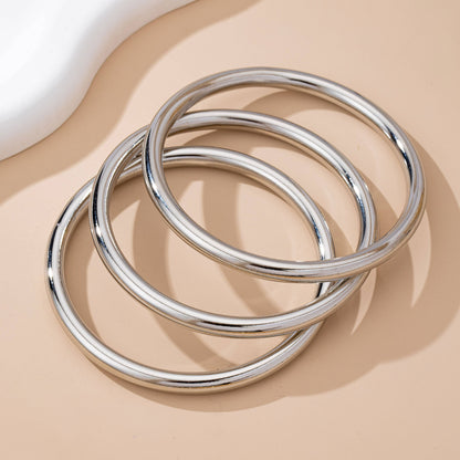 Gold Chunky Triple Tube Bangle Set