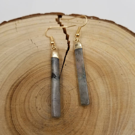 Grey Stone Bar Earring