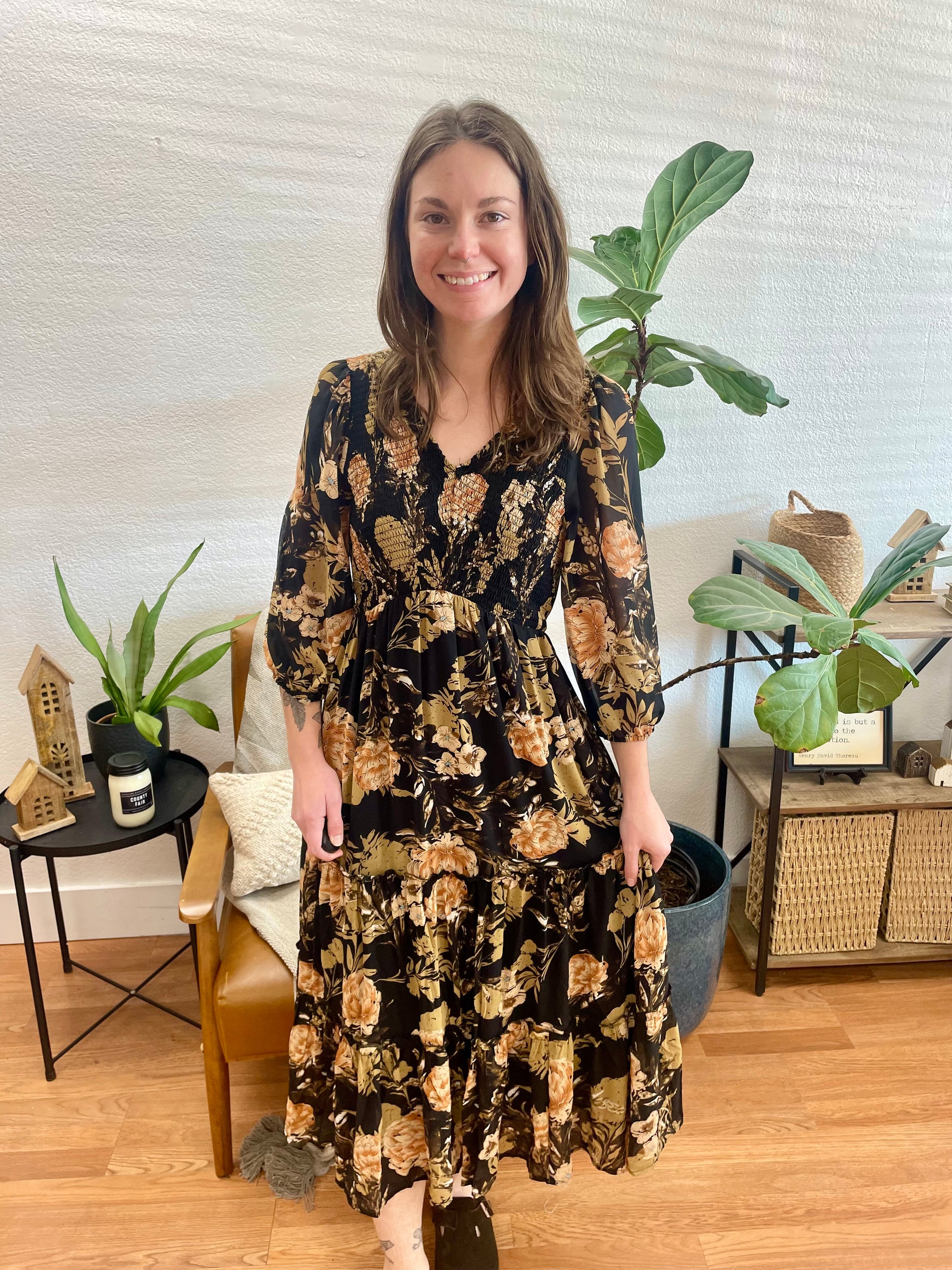 Romantic Floral Maxi Dress - Terra Cottage