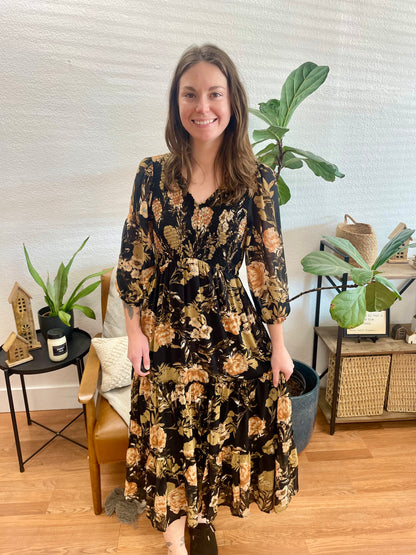 Romantic Floral Maxi Dress - Terra Cottage